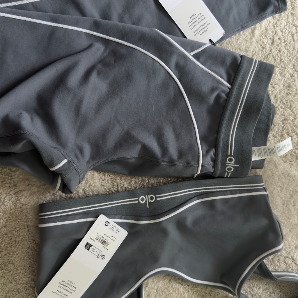 Alo Yoga Charcoal Legging With White Trim
